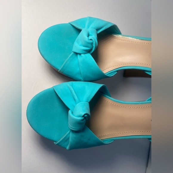 Breckelles peep toe chunky platform sandals heels aqua blue 6.5 - Picture 4 of 9